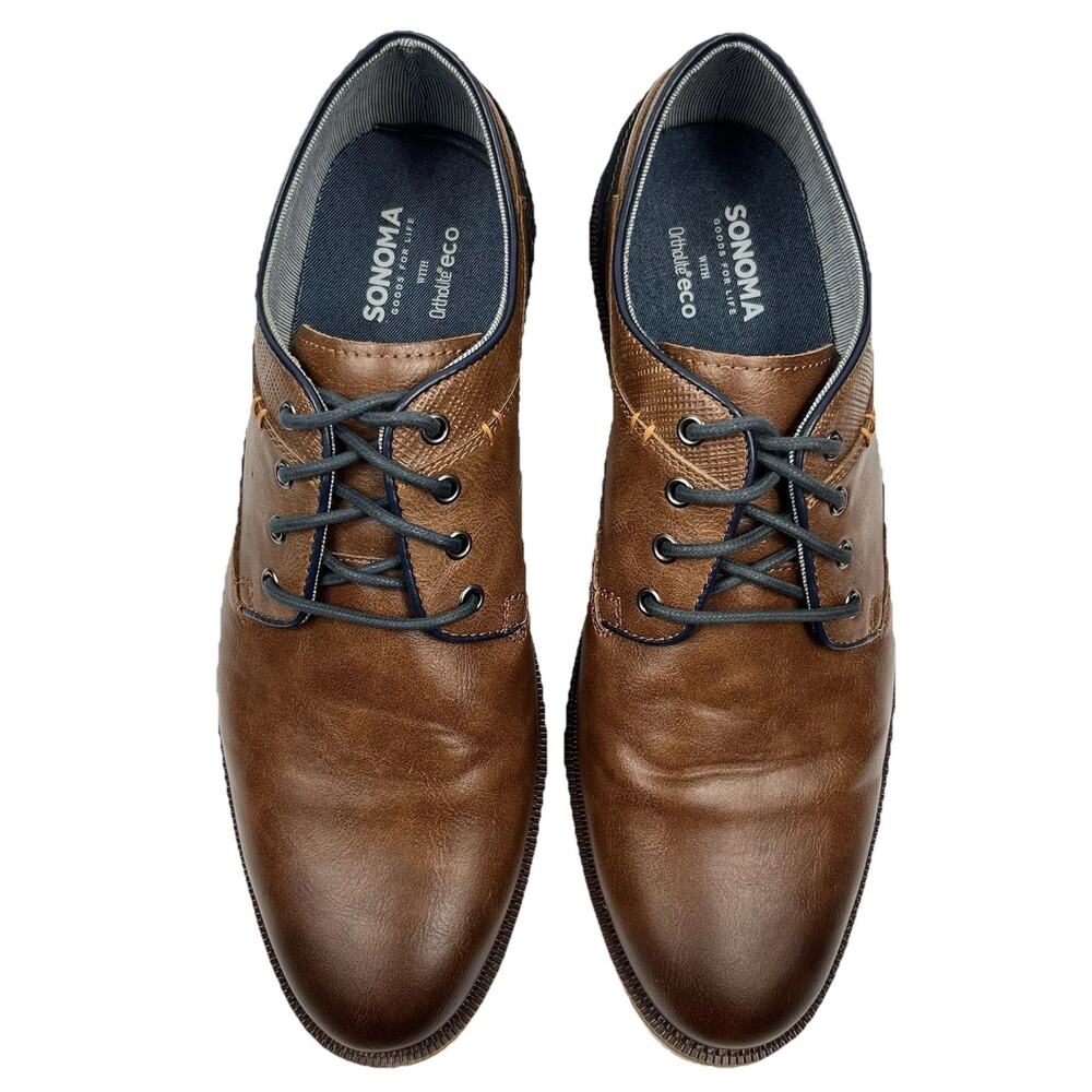 Sonoma Mens Dress Shoes Ortholite‎ Eco Sz 11.5 Brown Navy Preppy College Classic - Picture 4 of 10